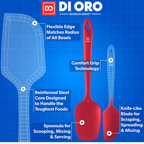 di Oro Living: espátula silicona resistente al calor 315°C para salteados sin deformarse