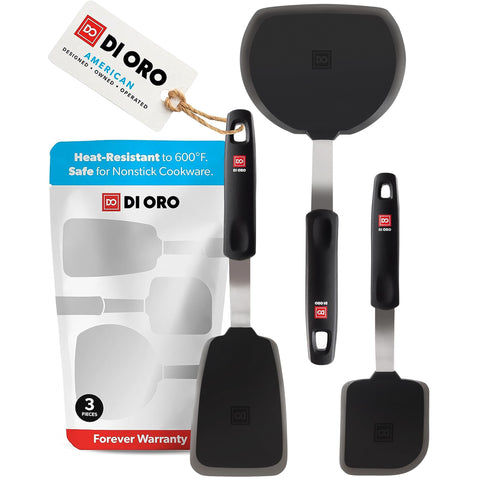 DI ORO LIVING espátula volteadora de silicona, resistente a 600°F, ideal para saltear.