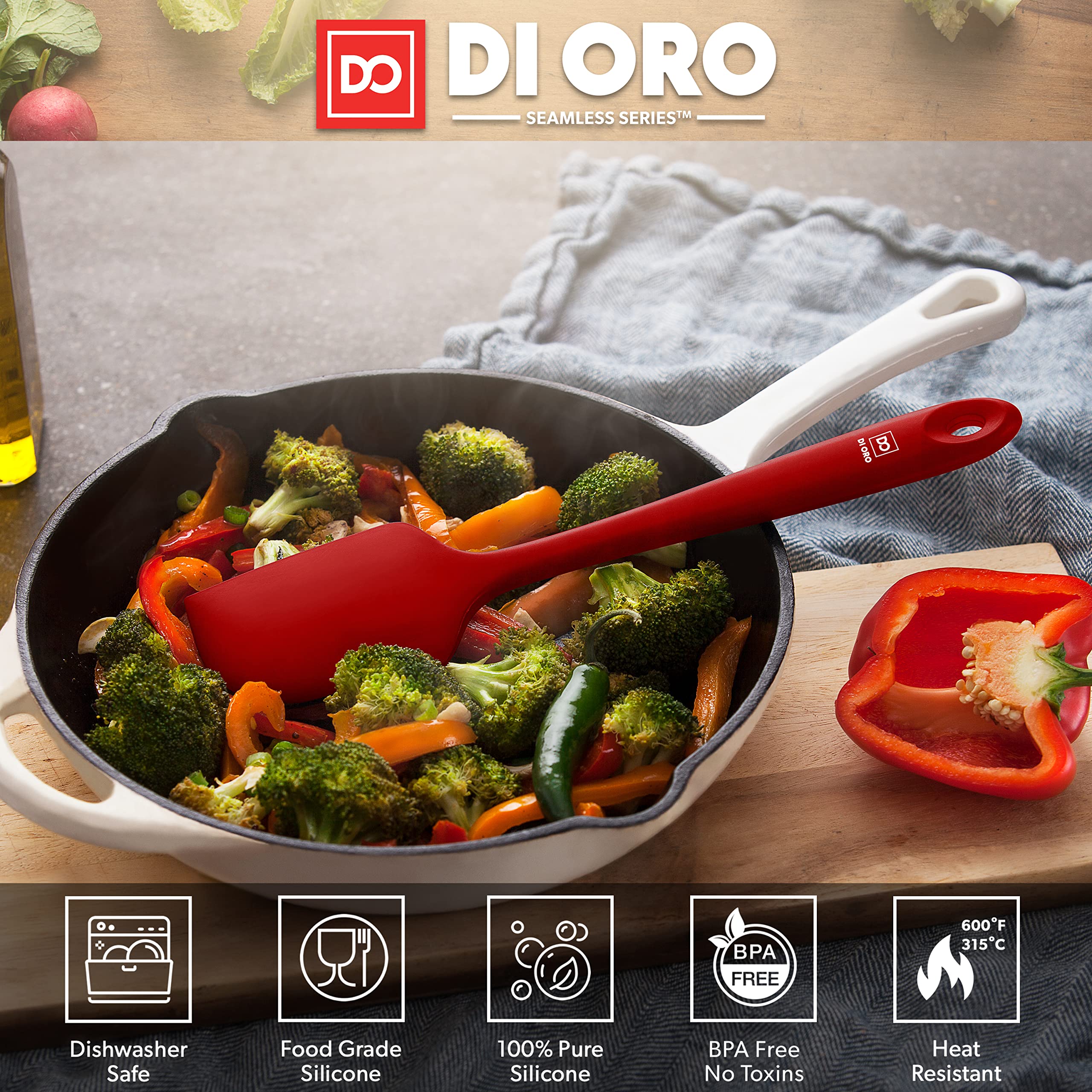 di Oro Living: espátula silicona compatible con sartenes antiadherentes, evita rayones