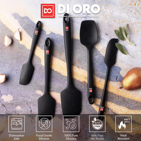 DI ORO Living espátulas silicona negro aptas para sartenes antiadherentes
