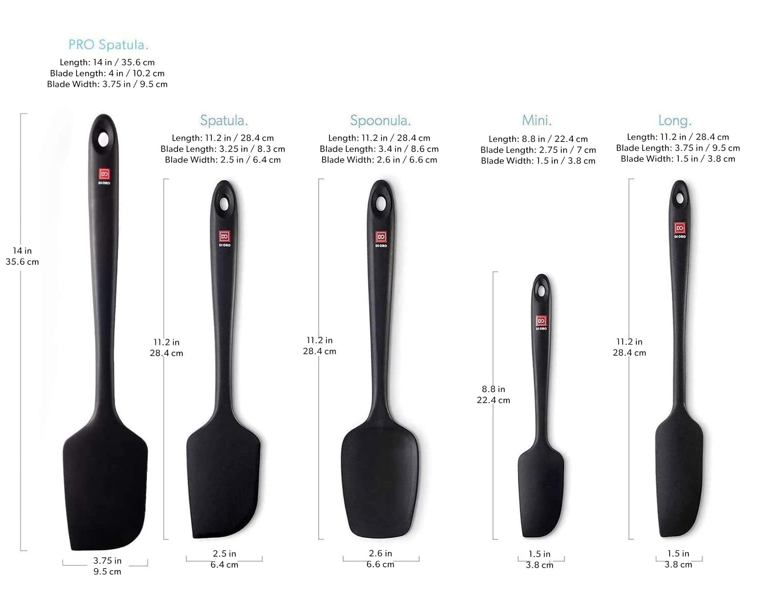 DI ORO Living juego espátulas silicona negro aptas para lavavajillas