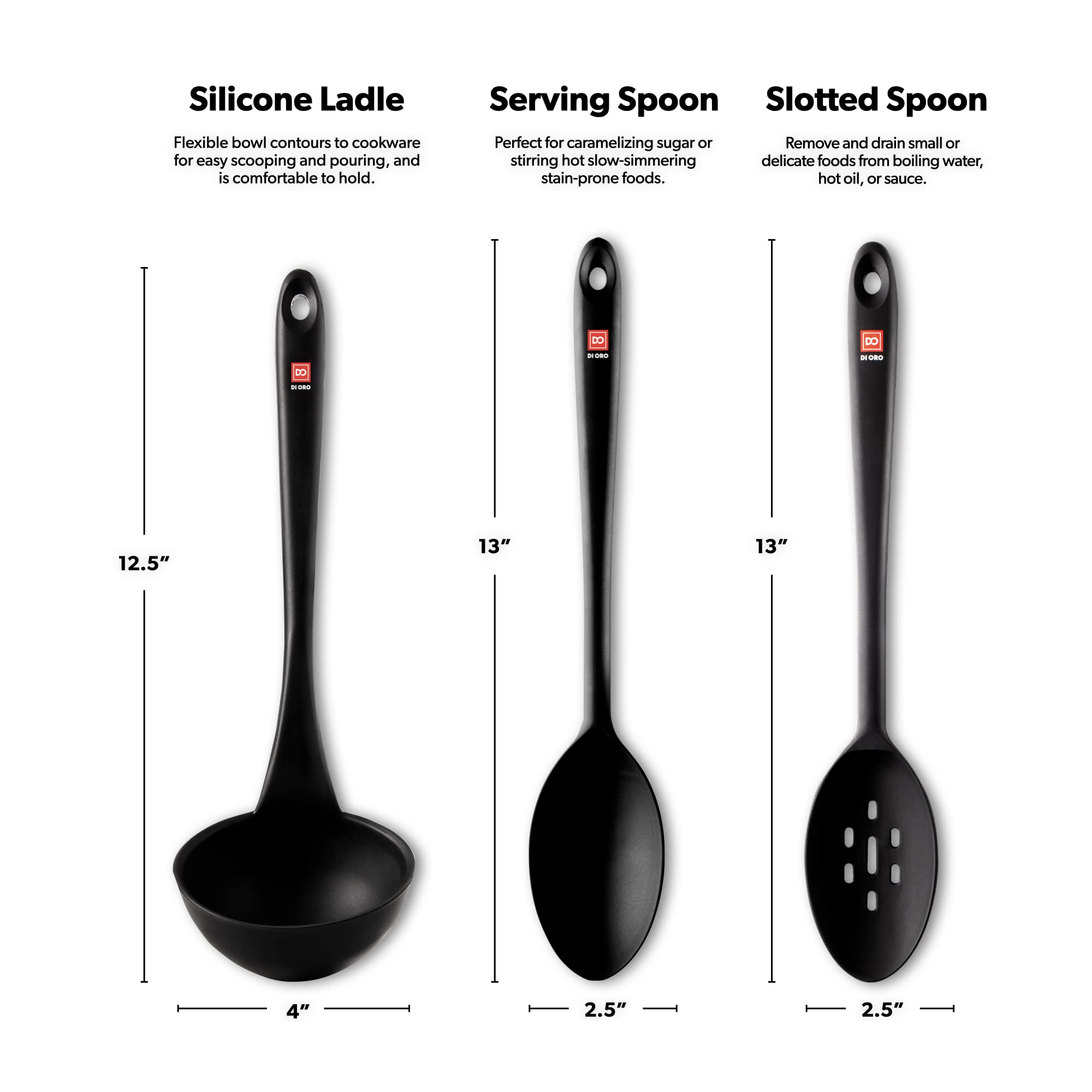 DI ORO Living Juego de cucharas de silicona para mezclar y servir