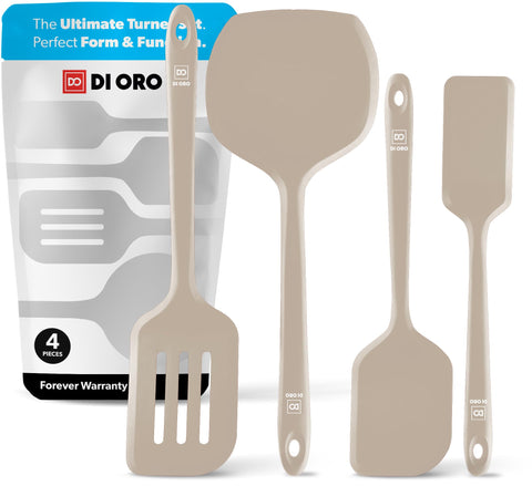 DI ORO Living juego de espátulas de silicona para sartén antiadherente, ideal para voltear huevos