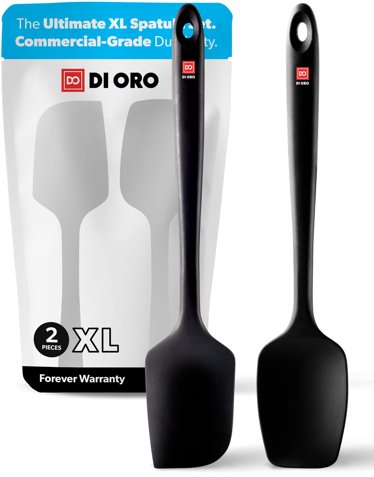 DI ORO Living Seamless Pro XL espátula y cucharón, vista frontal para mezclar con precisión.
