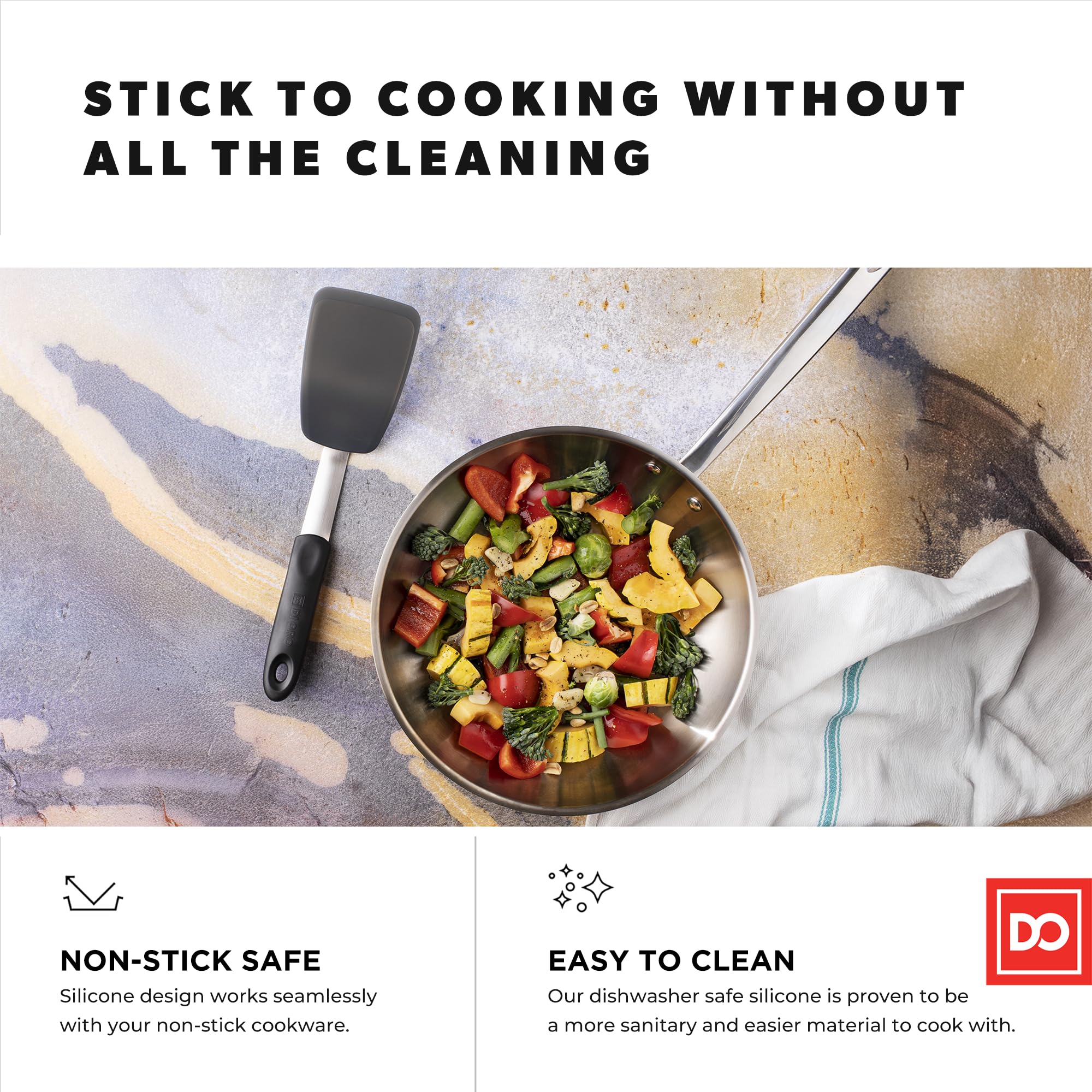 Espátula DI ORO Serie Chefs Estándar ergonomía de mango para control cómodo.