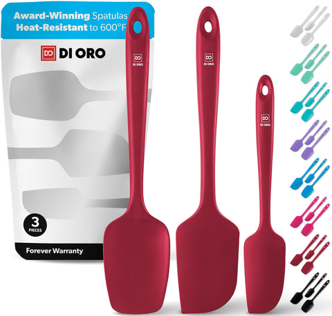 di Oro Living: conjunto de espátulas de silicona, vista frontal, ideal para mezclar sin rayar sartenes antiadherentes