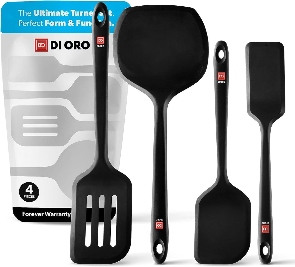DI ORO Living espátula silicona, mango ergonómico para voltear panqueques con precisión.