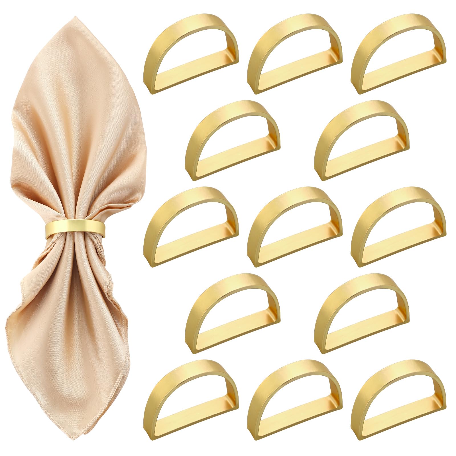DI QIU REN aros dorados para servilletas 24 piezas, ideal para cenas formales y decoraciones elegantes.