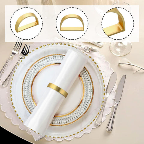 DI QIU REN aros dorados para servilletas, ornamento de mesa versátil para fiestas y uso diario.