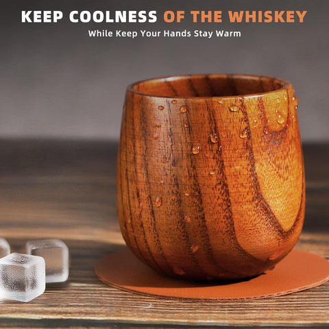 Vaso DIAFA de whisky de roble con veta natural, sensación premium.