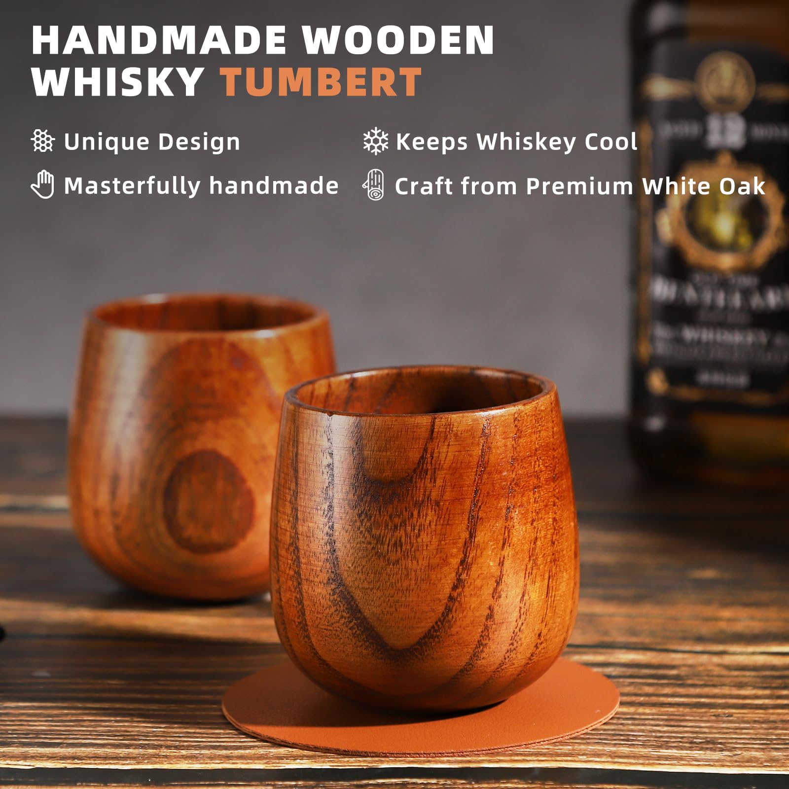 Conjunto DIAFA de dos vasos para bourbon, diseño sobrio y práctico.