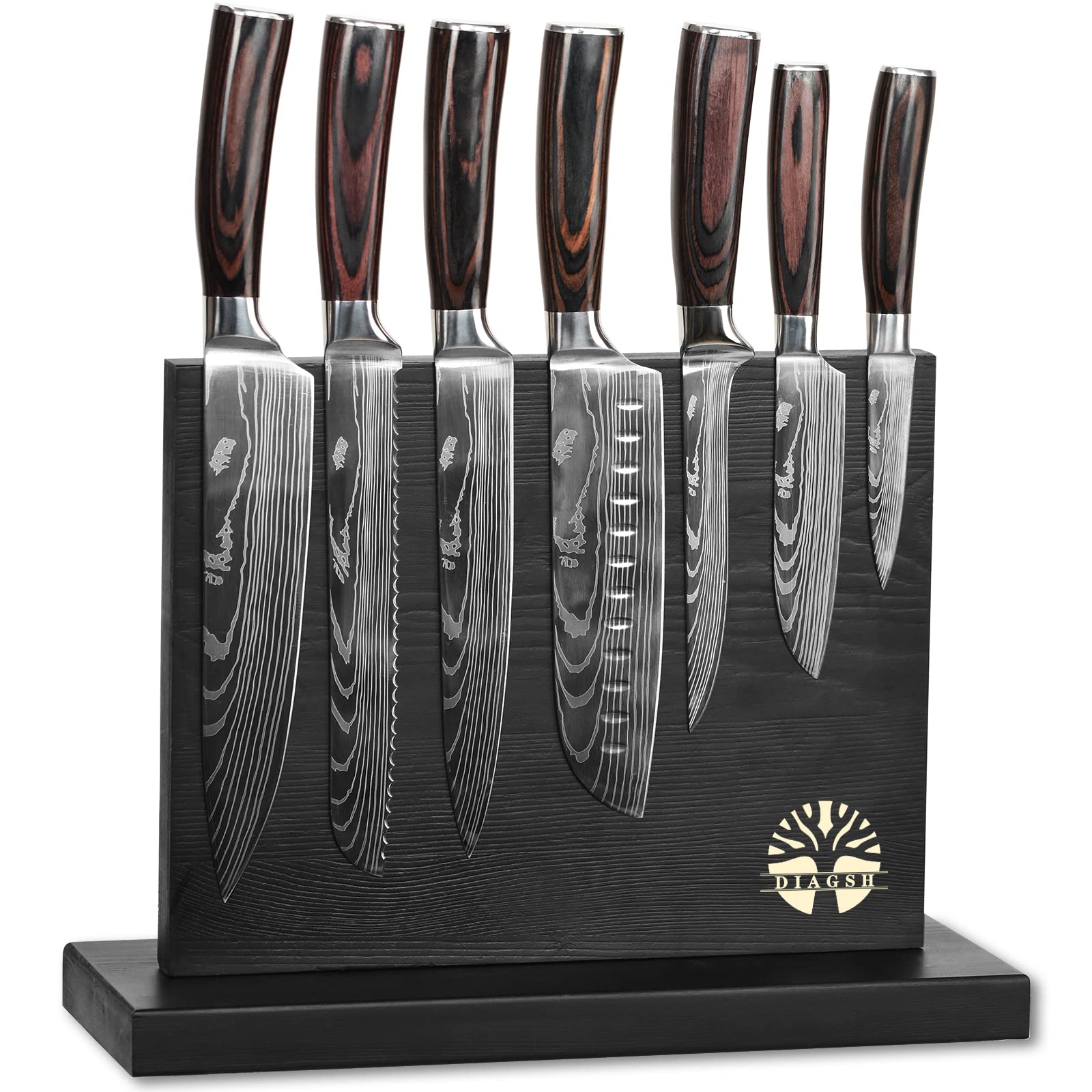 Set Diagsh de 7 cuchillos en bloque magnético para almacenamiento seguro