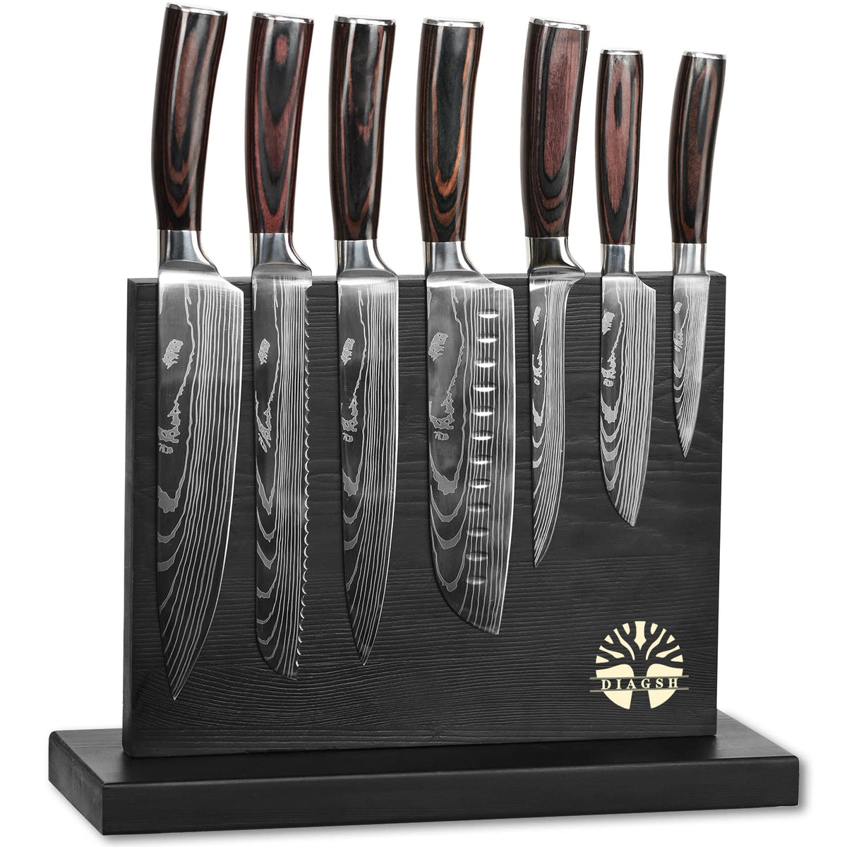 Set Diagsh de 7 cuchillos en bloque magnético para almacenamiento seguro