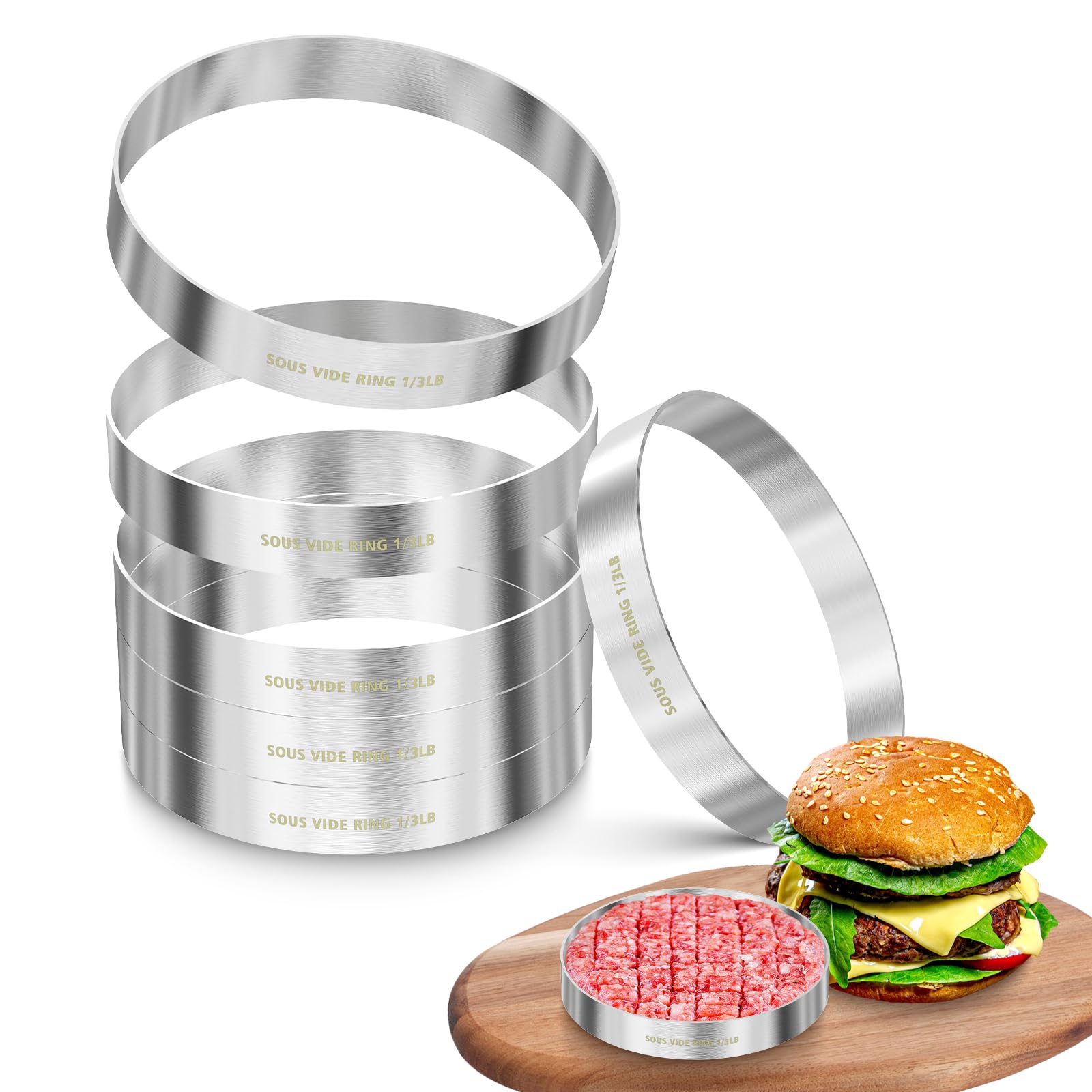 Anillos diatomiteco para hamburguesas en cocción al vacío mantienen la forma.