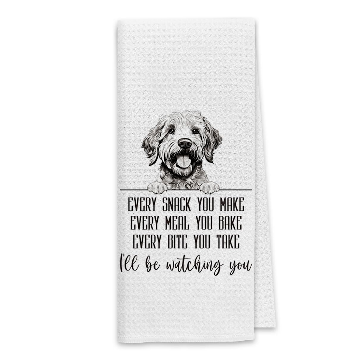 Toalla de cocina Dibor Goldendoodle con diseño panales y alta absorción.