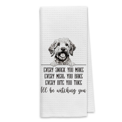 Toalla de cocina Dibor Goldendoodle con diseño panales y alta absorción.