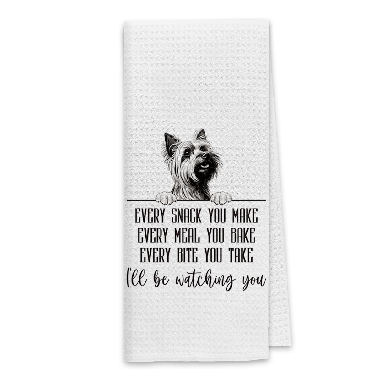 Toallas de cocina Dibor con diseño gofre y motivo Yorkshire Terrier para secar manos.