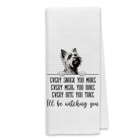 Toallas de cocina Dibor con diseño gofre y motivo Yorkshire Terrier para secar manos.