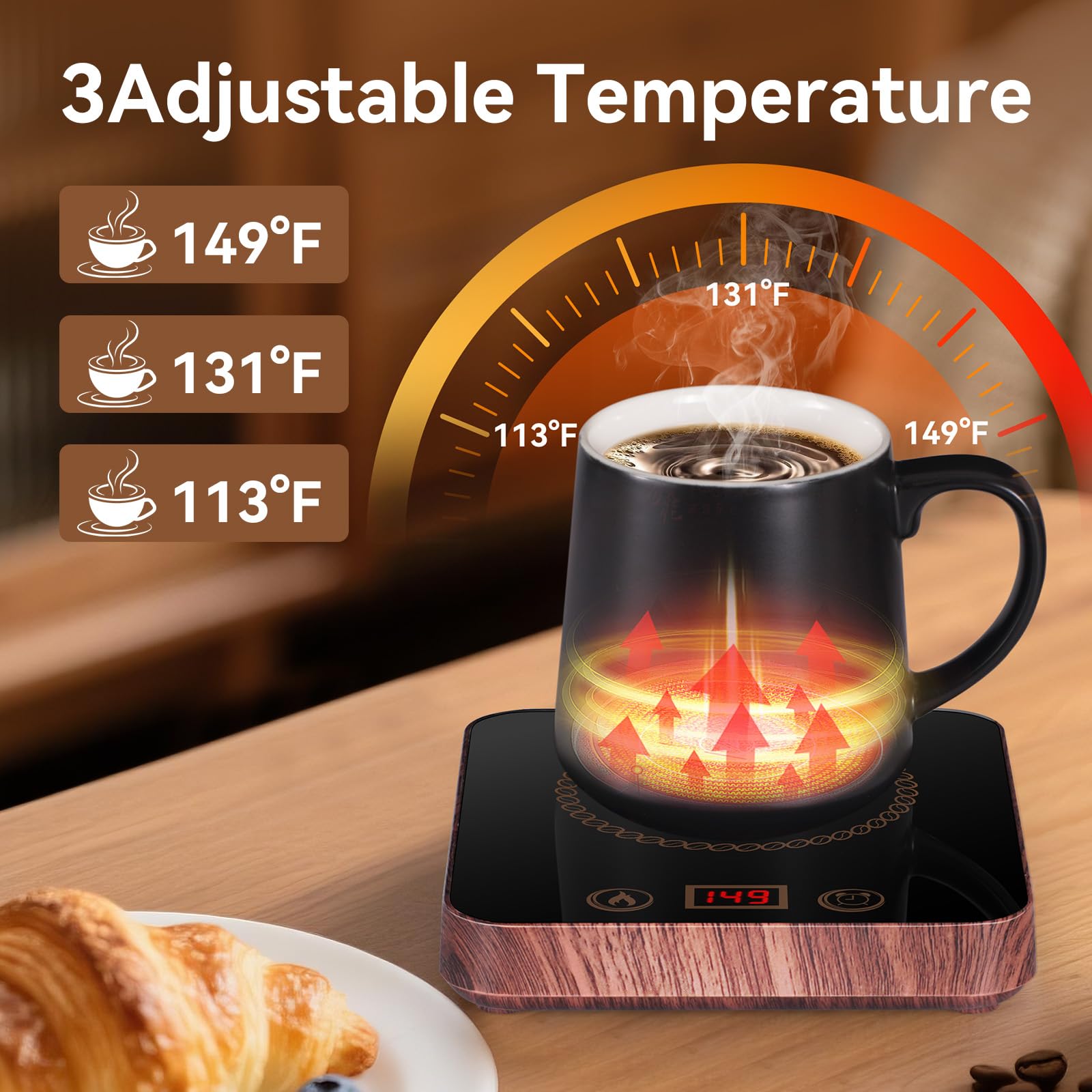 Dicross calentador de taza con tres temperaturas para ajustar el calor del café