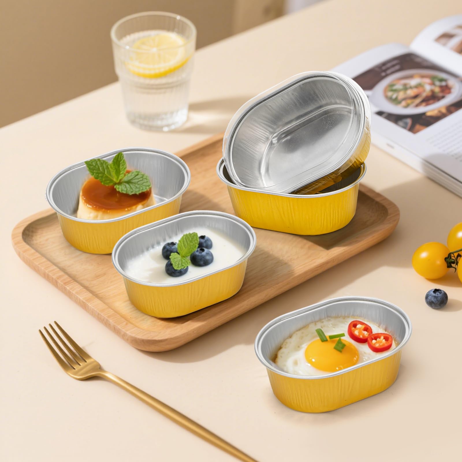 Postre en vasito Dicunoy: pudín o crème brûlée en porciones individuales.