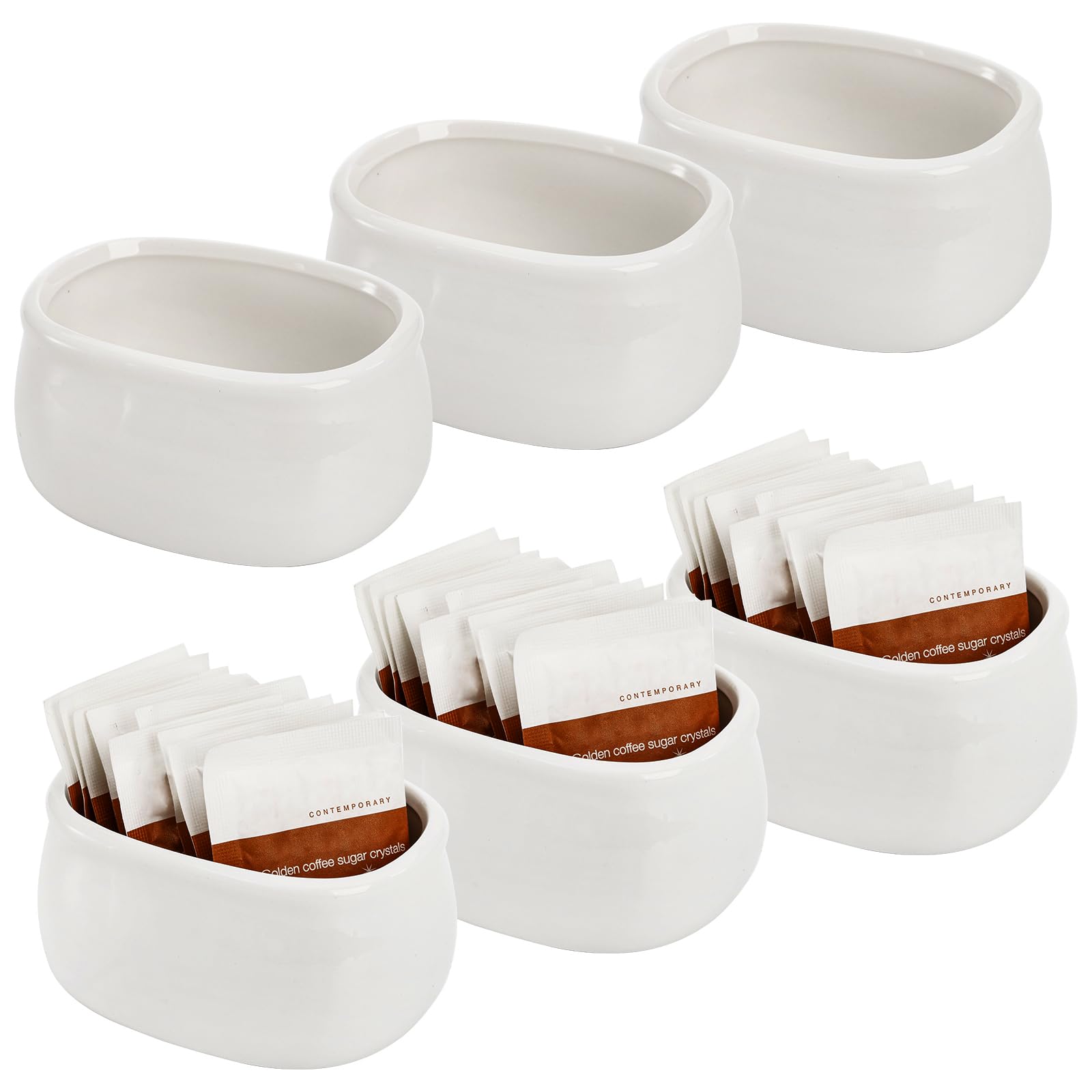 Dicunoy porta-paquetitos de azúcar cerámico blanco, ideal para mesa de café y orden.