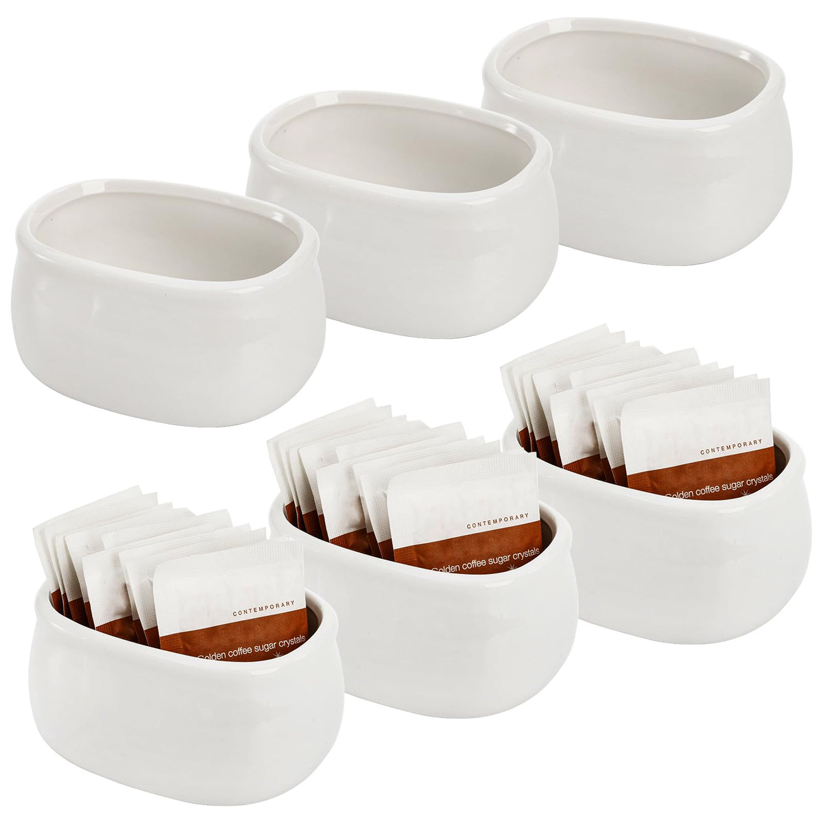 Dicunoy porta-paquetitos de azúcar cerámico blanco, ideal para mesa de café y orden.