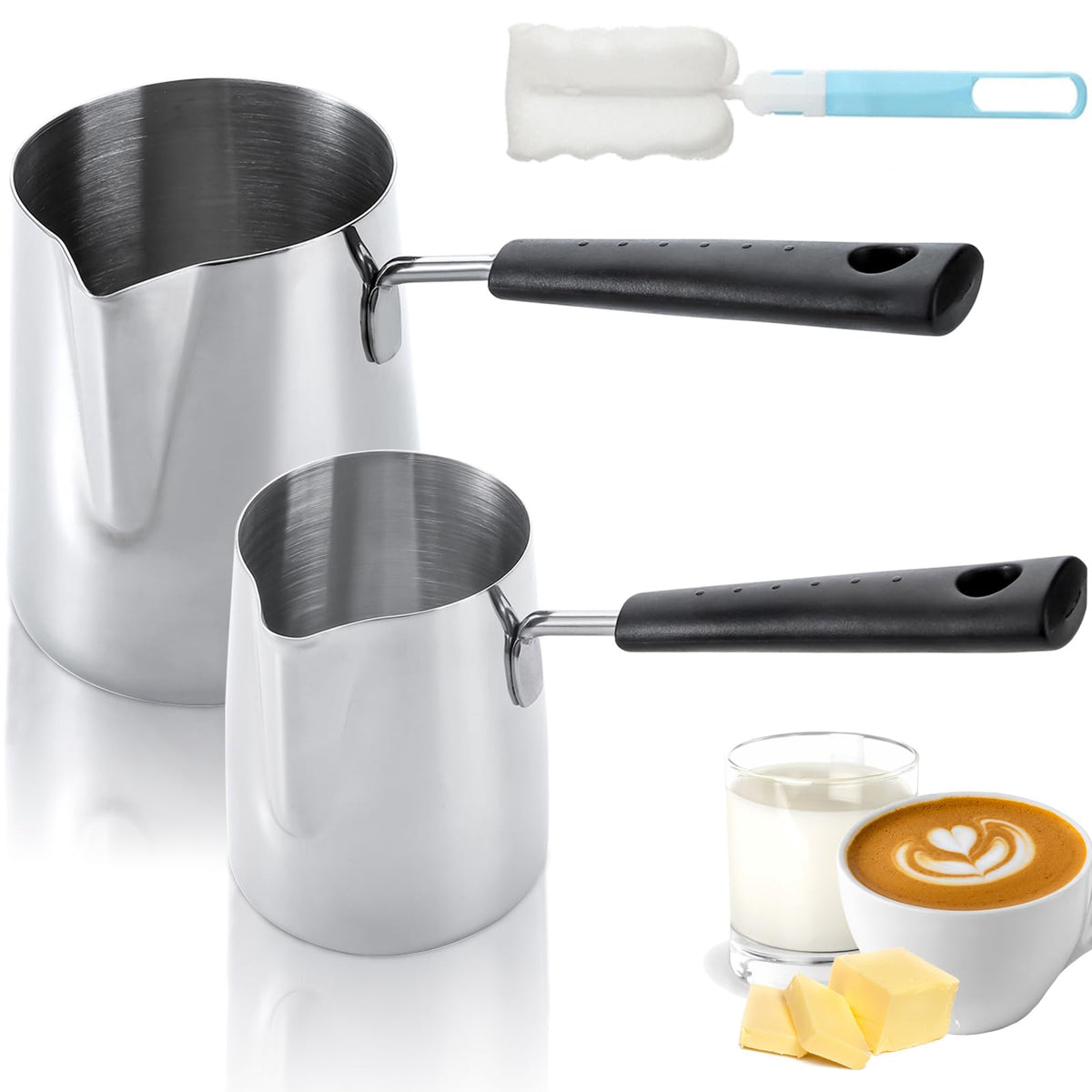 Dicunoy set de 2 cazo para mantequilla y leche, ideal para derretir y calentar