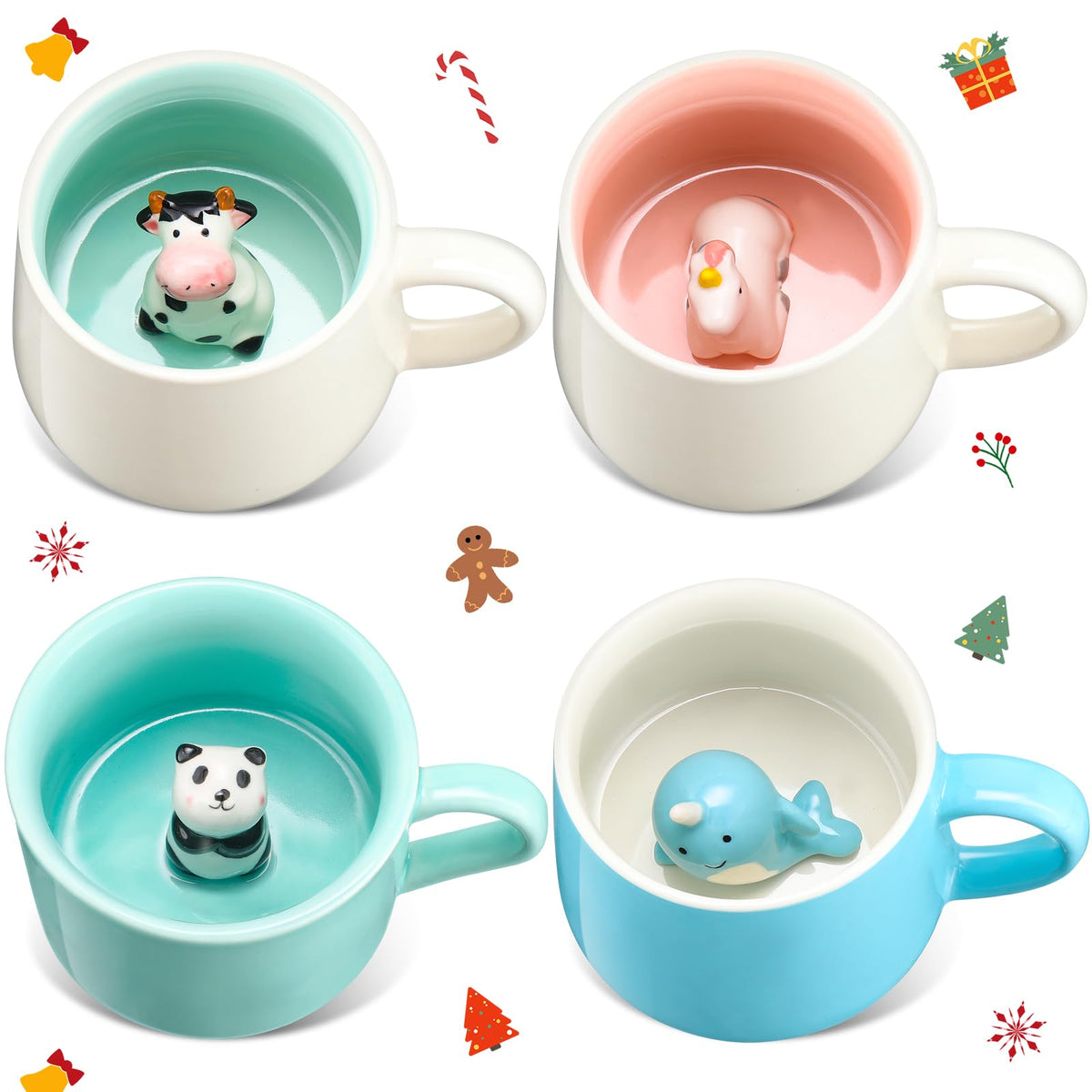 Taza 3D de panda de Didaey con animal interior, perfecta para café caliente.