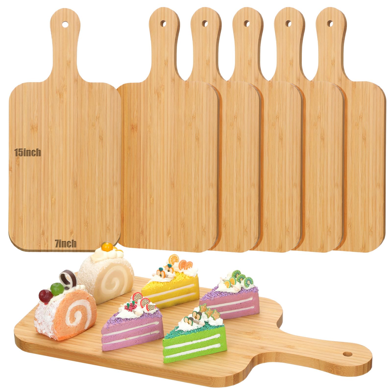 Conjunto Didaey de 6 tableros de bambú con mango para cortar y servir