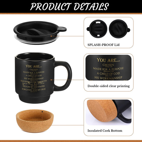 Tapa y asa en taza Didaey con acabado negro elegante para oficina