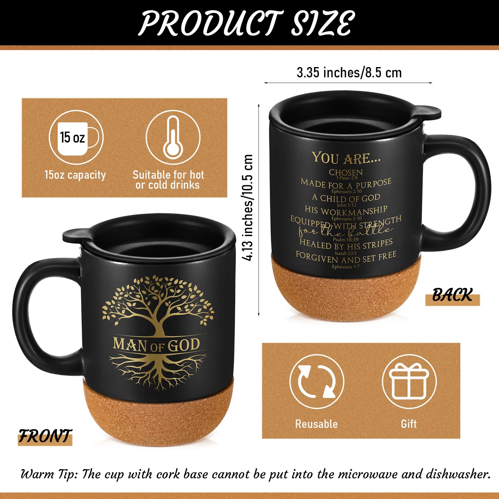 Taza cristiana Didaey con versículos para recordatorio diario de fe