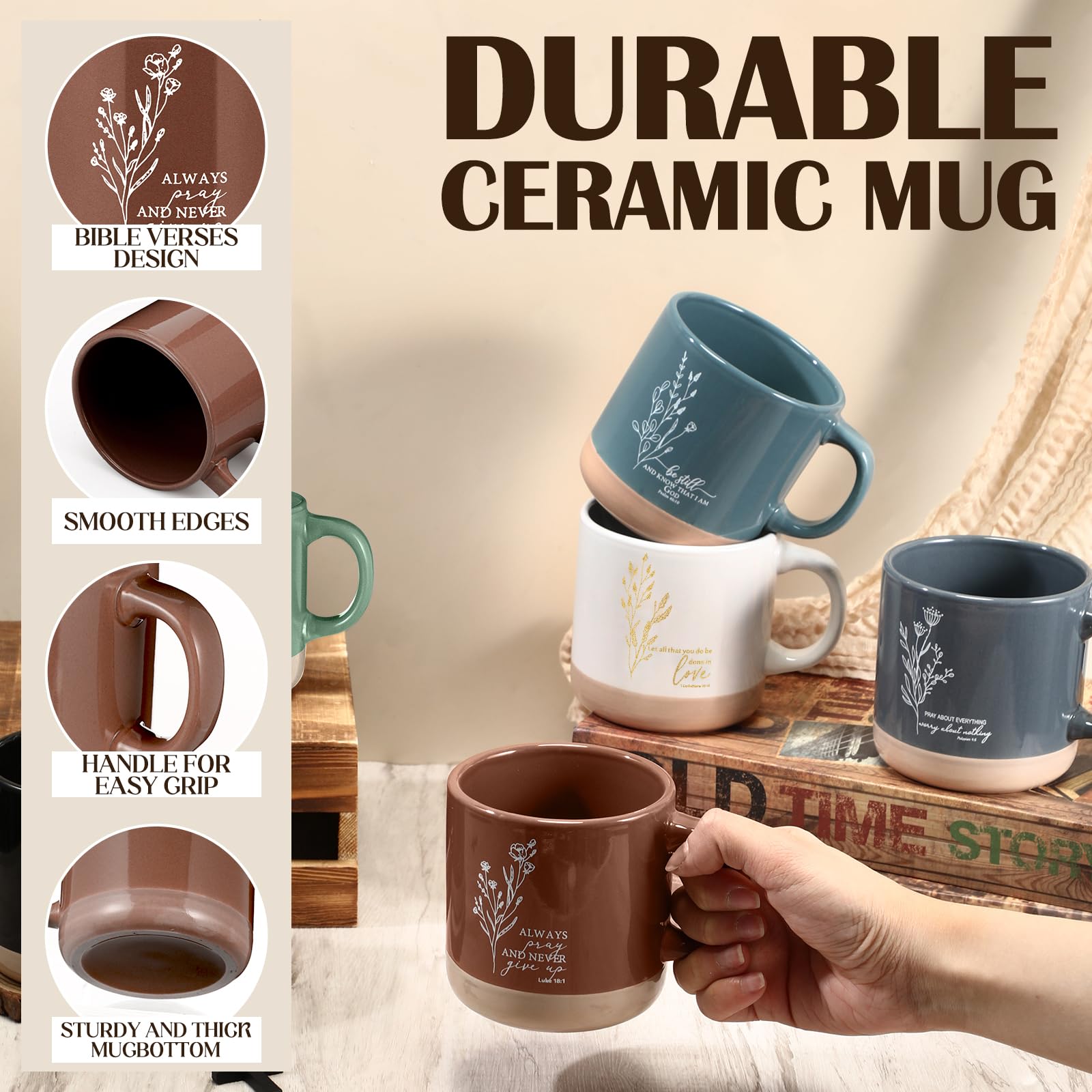 Taza didaey de cerámica duradera, apta para microondas y lavavajillas.