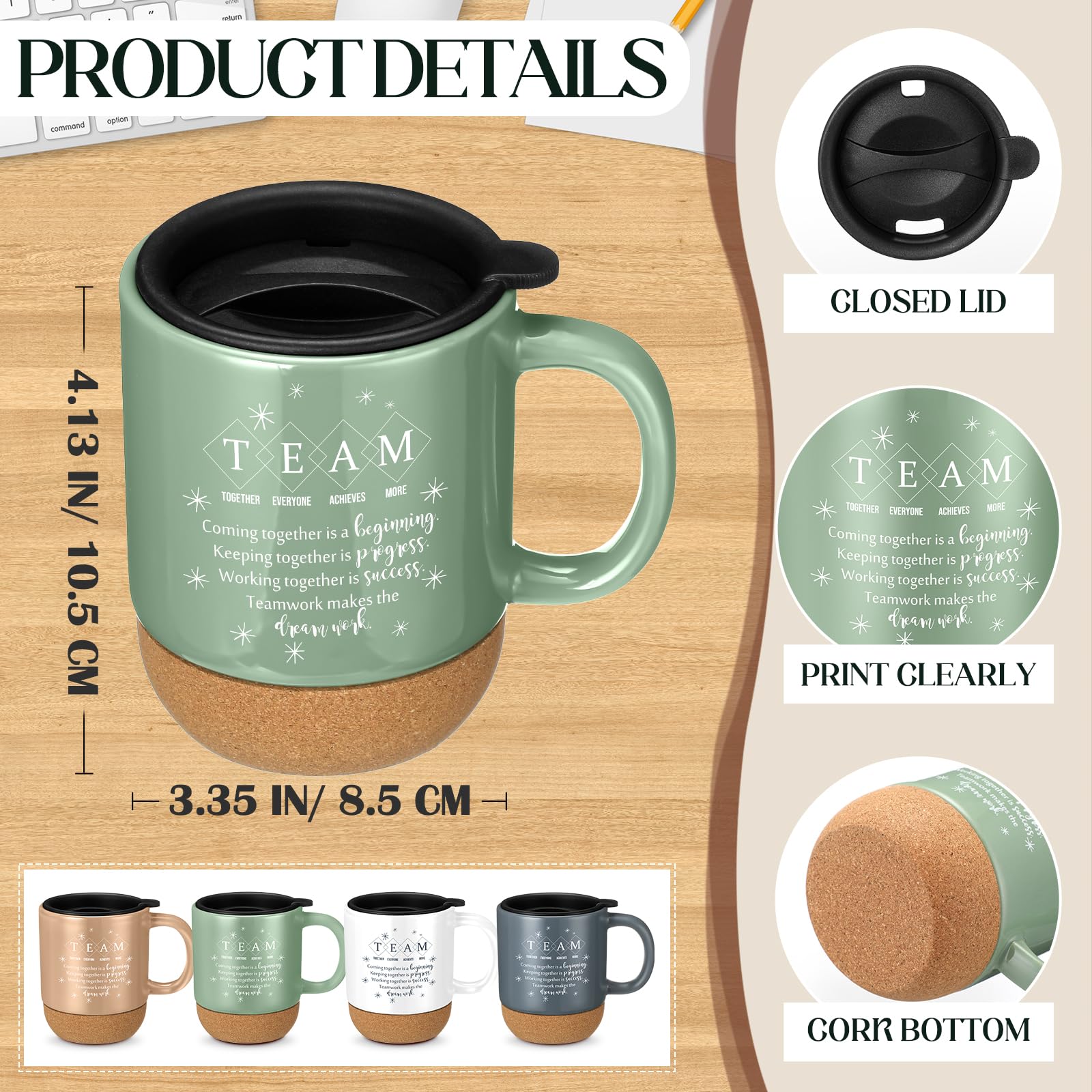 Taza Didaey con fondo de corcho, aporta estabilidad y estilo natural.