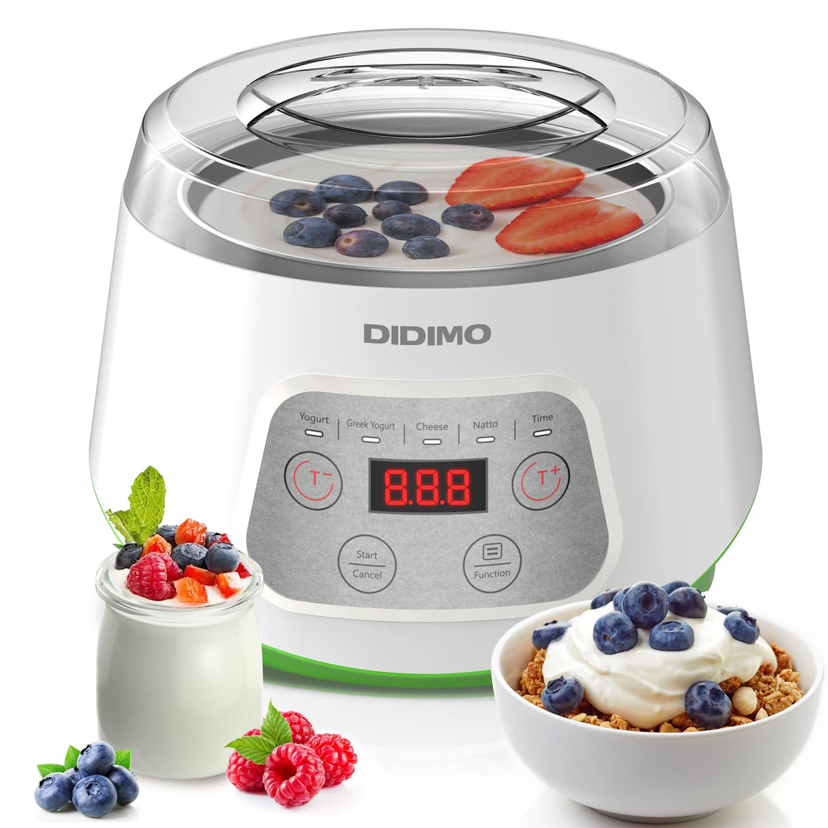 DiDiMo Yogurtera eléctrica compacta; tamaño reducido, ideal para uso diario en casa.