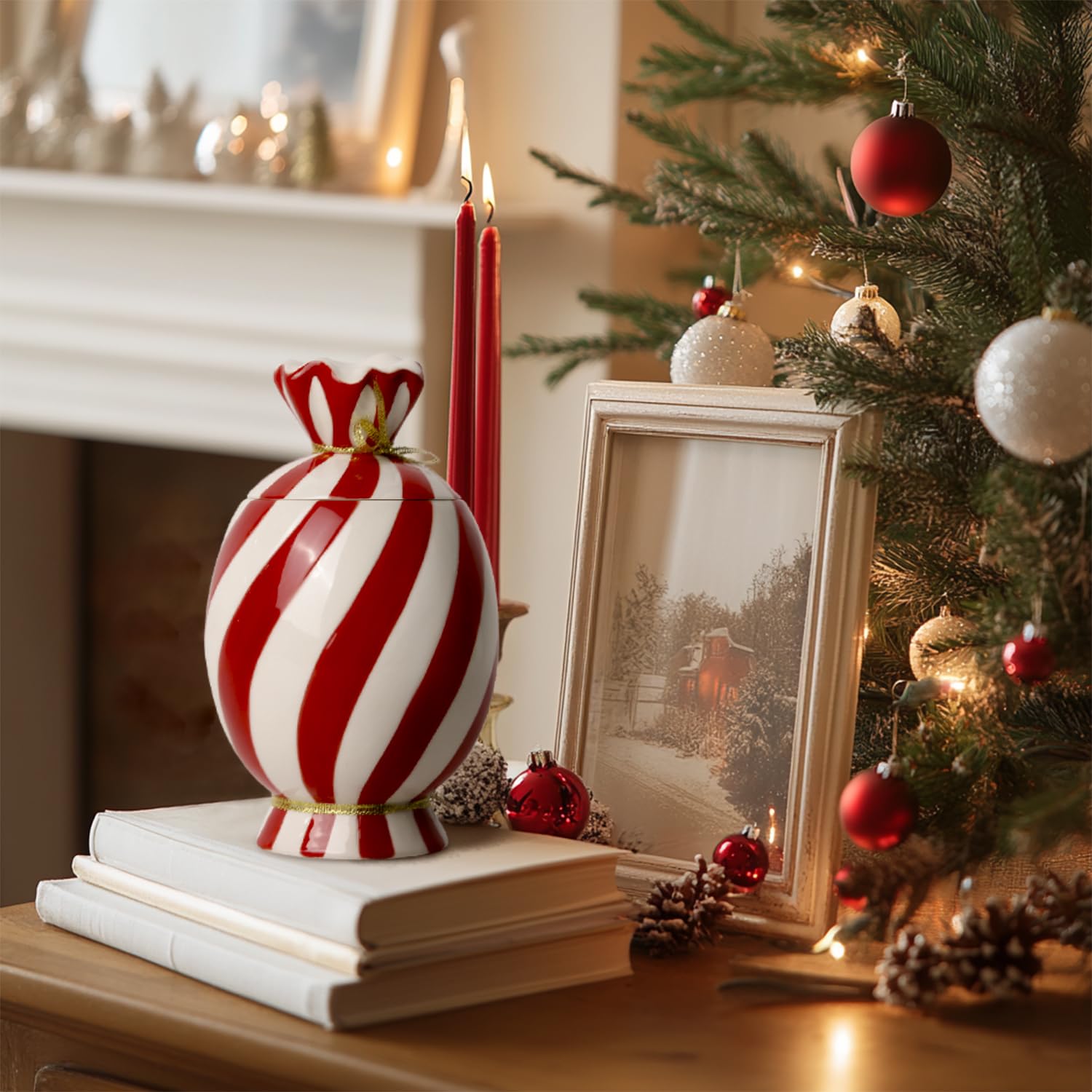 Decoración de encimera con jarras cerámicas DIF DECO y estilo navideño.