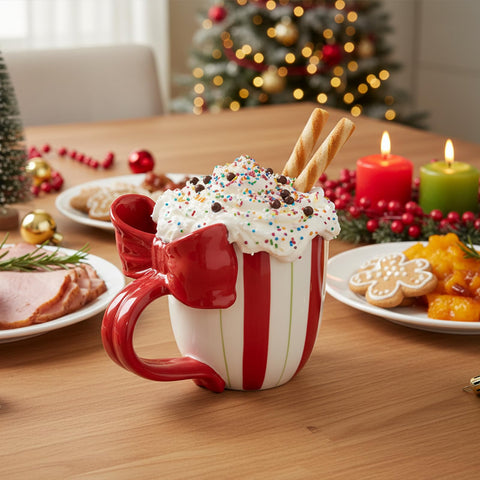 Taza navideña DIF DECO, colores vivos para reuniones.