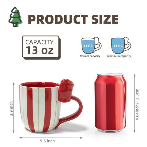 Taza navideña DIF DECO, cerámica resistente, mango cómodo.