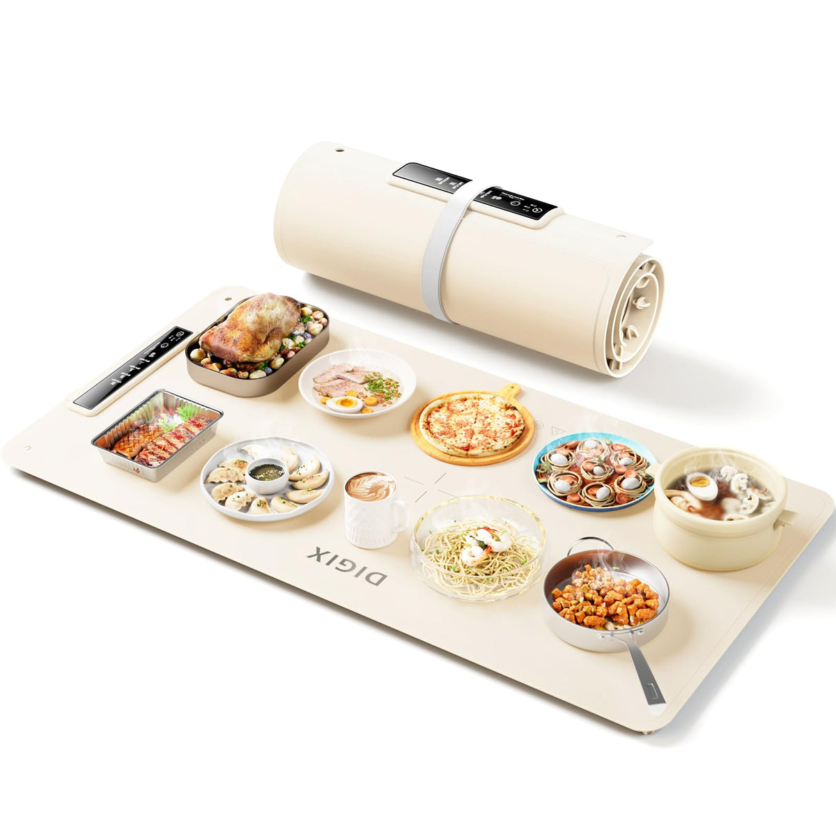 DIGIX Mat calentador de alimentos XXL con gran superficie 36x16 para servir varias bandejas.
