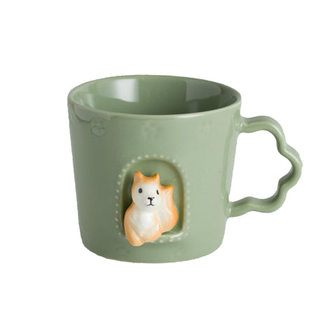 DIHOclub taza ardilla en ventana 3D, perfecta para café diario.