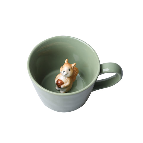 DIHOclub Taza cerámica ardilla oculta 3D, ideal para café.