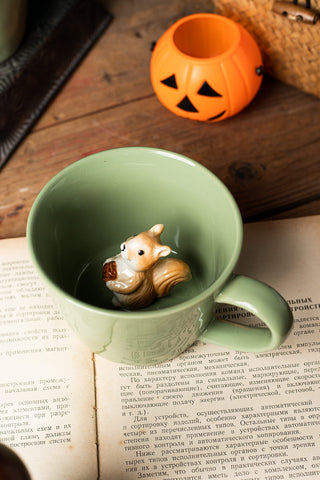 DIHOclub Taza cerámica dibujo ardilla 3D, regalo adorable.