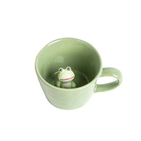 DIHOclub taza de café con rana 3D interior, ideal para amantes de la naturaleza
