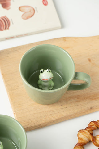DIHOclub taza jardín con rana 3D, regalo único para coleccionistas de figuras
