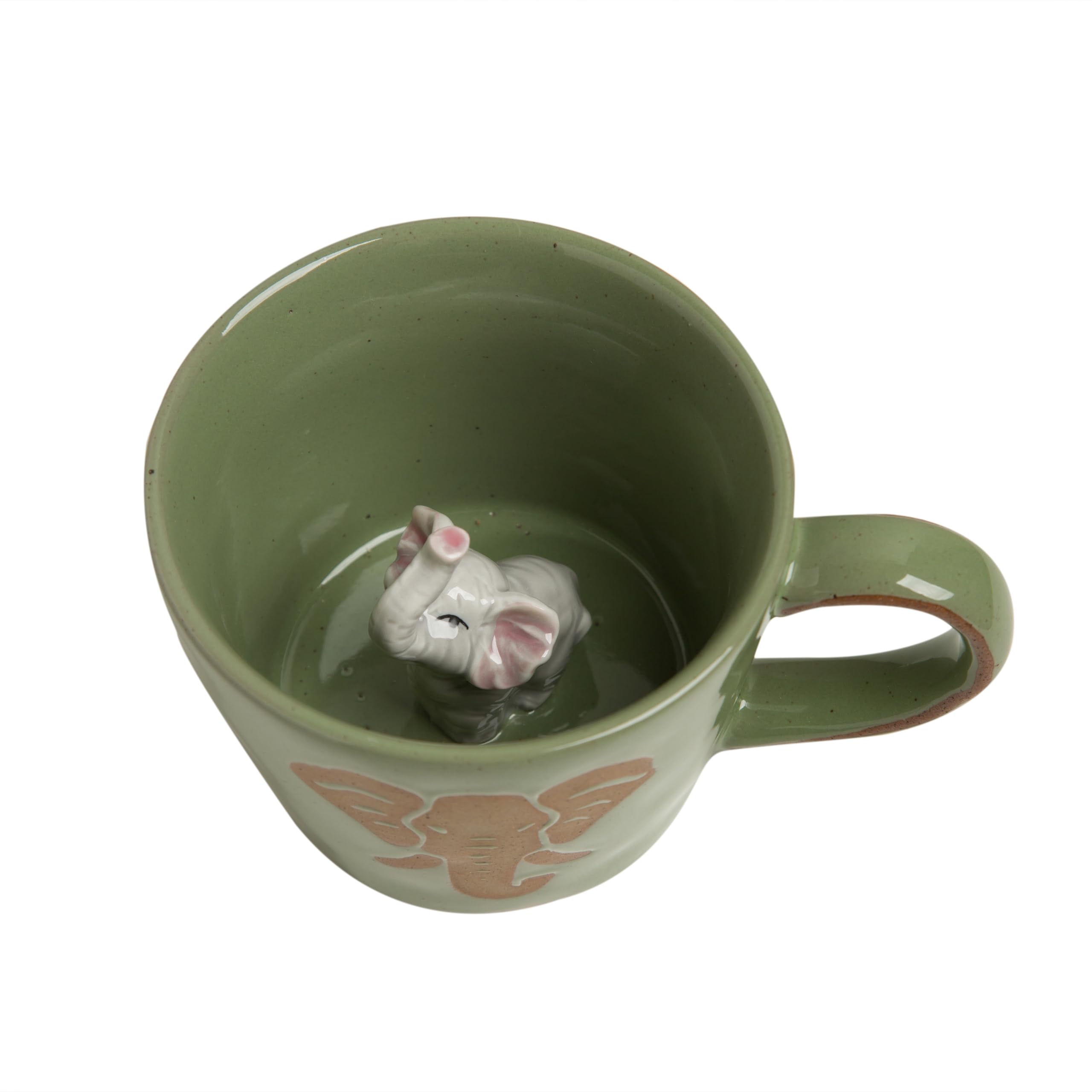 DIHOclub Elefante Taza Cerámica 3D, elefante asomando para un toque lúdico al café.