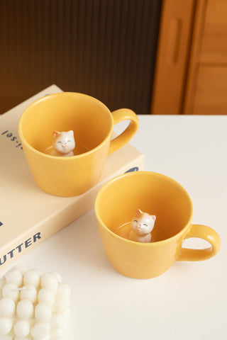 DIHOclub Taza amarilla, vista lateral atractiva para la mesa