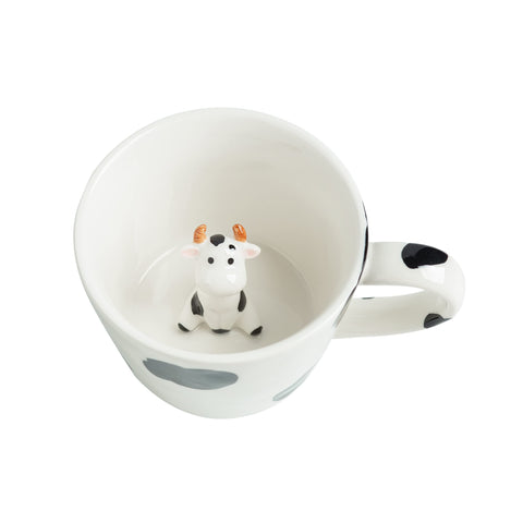 DIHOclub taza cerámica con vaca 3D escondida, perfecta para despertar curiosidad en cada sorbo.
