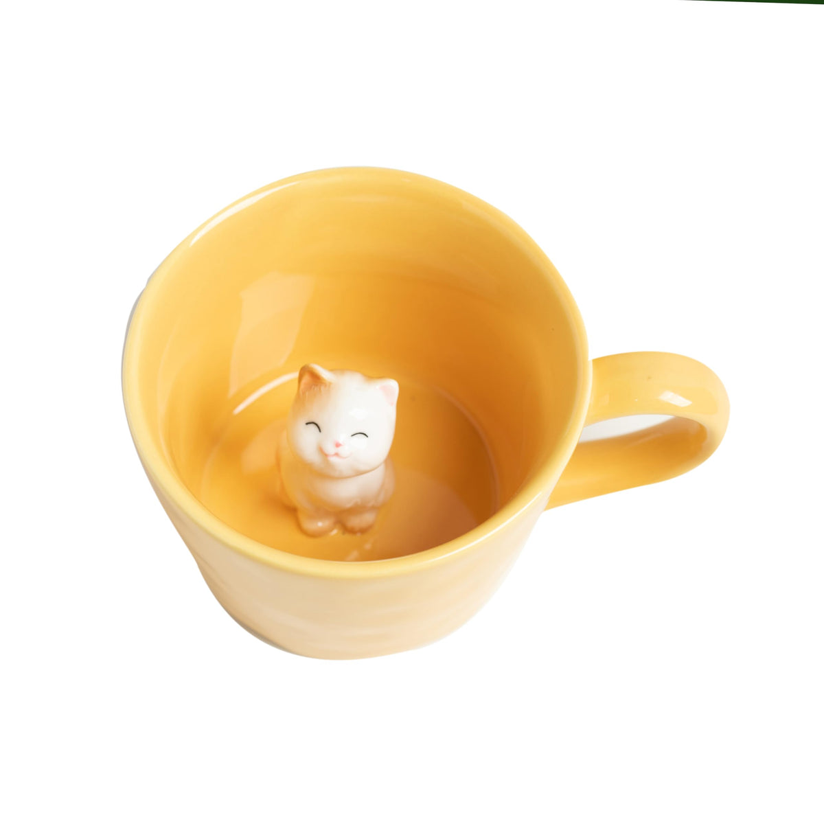 Taza DIHOclub con gato interior oculto en cerámica, regalo original