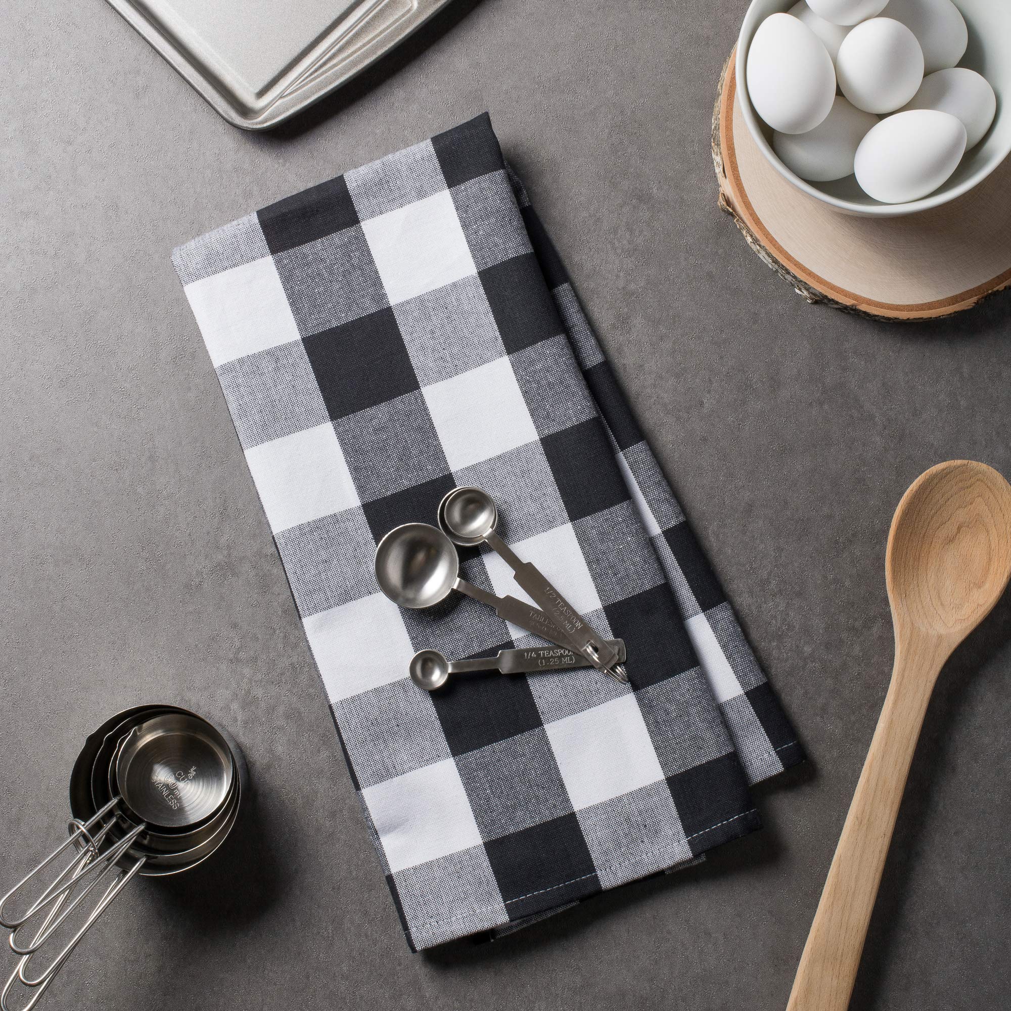Paño de cocina DII a cuadros negros y blancos ideal para secar utensilios
