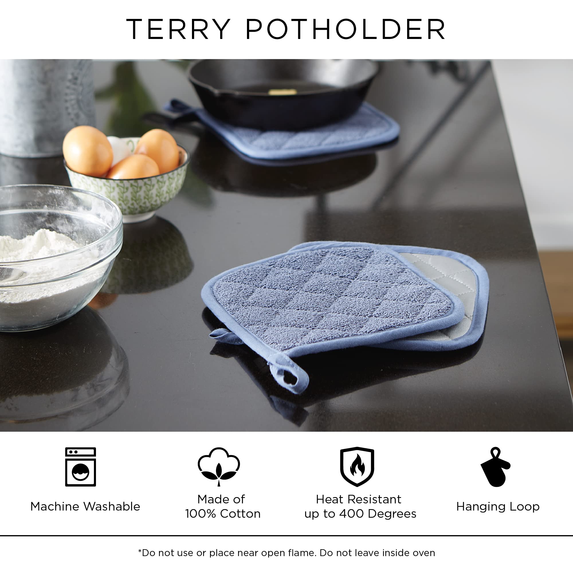 DII Potholder Basic Terry Gris: color neutro que combina con cualquier cocina