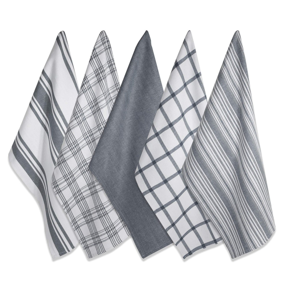 Toallas de cocina DII de 18x28 gris, conjunto de 5, secado eficaz de platos.